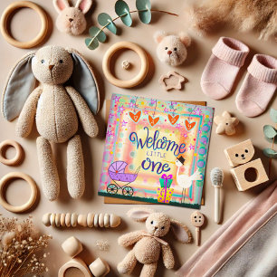 Välkommen Little One Cute stork Barnvagn Unisex Anteckningskort