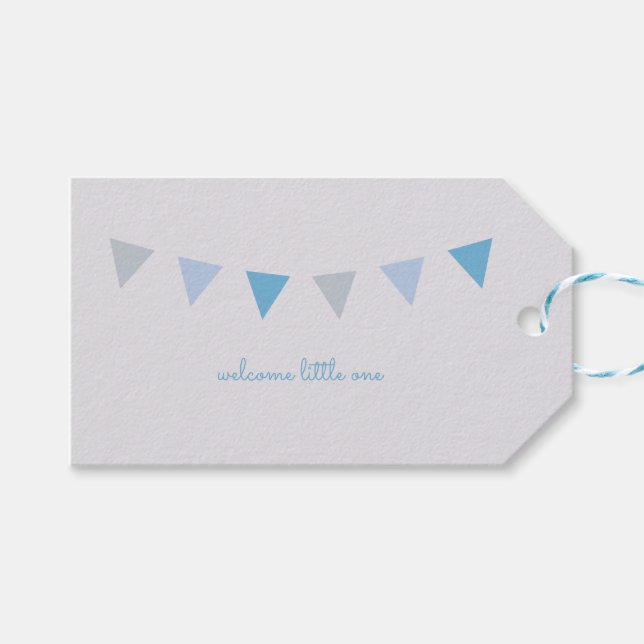 Välkommen Little One Gift Märkre {Light Blue and G Presentetikett (Framsidan (Horisontell))