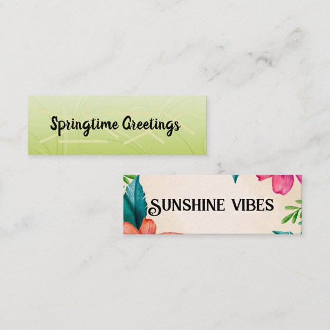 Välkommen Little One/Springtime Hälsning Mini Visitkort (Fram/baksida)