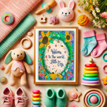 Välkommen Little One Whimsical Blommigt Cute Unise