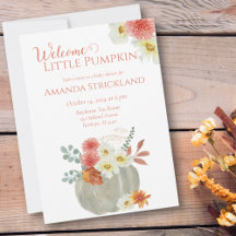 Välkommen Little Pumpkin Watercolor Baby Shower
