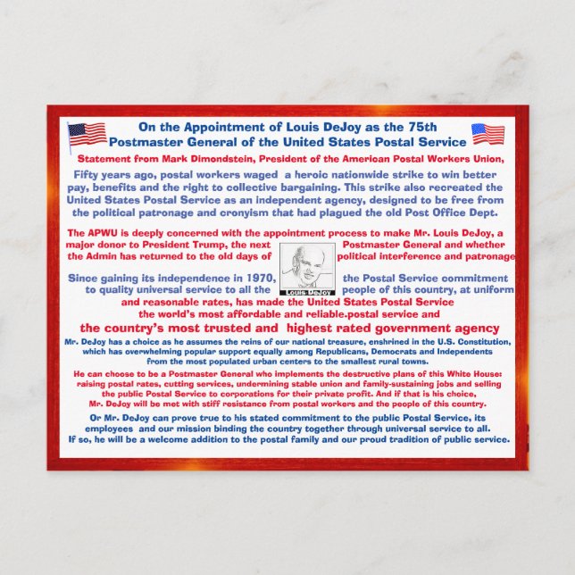 Välkommen Louis DeJoy till USPS Vykort (Framsida)