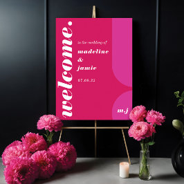 Välkommen Magenta för fetstil Rosa Retro Abstrakt  Poster