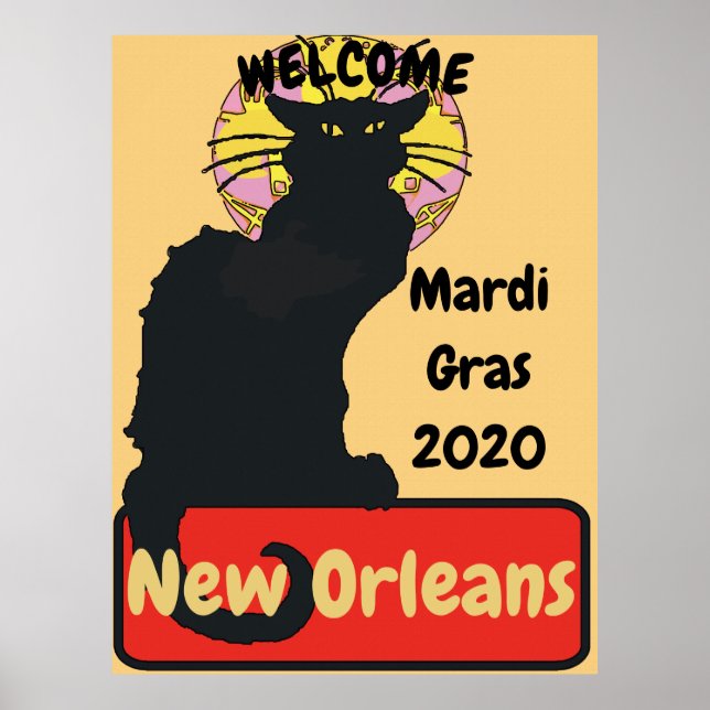 Välkommen, Mardi Gras, New Orleans, Chatta Noir. Poster (Framsidan)