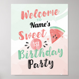 Välkommen Melon Sweet Poster Watermelon Birthday