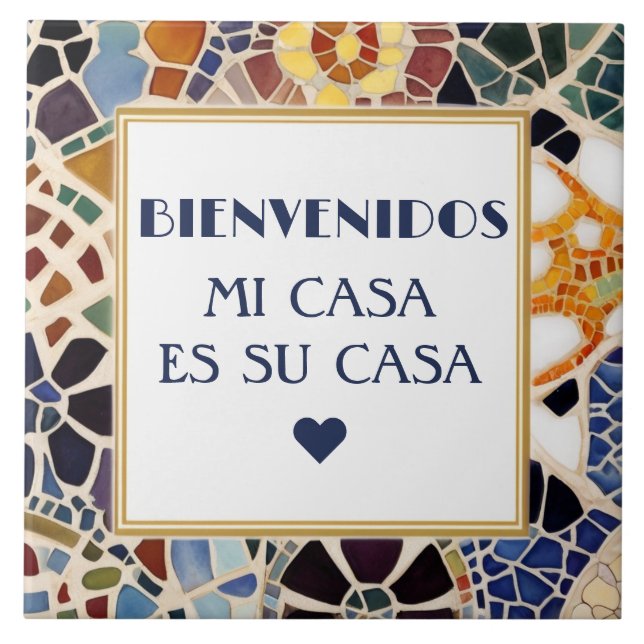 Välkommen mitt hus är ditt hus Falsk mosaik Gaudi Kakelplatta (Framsidan)