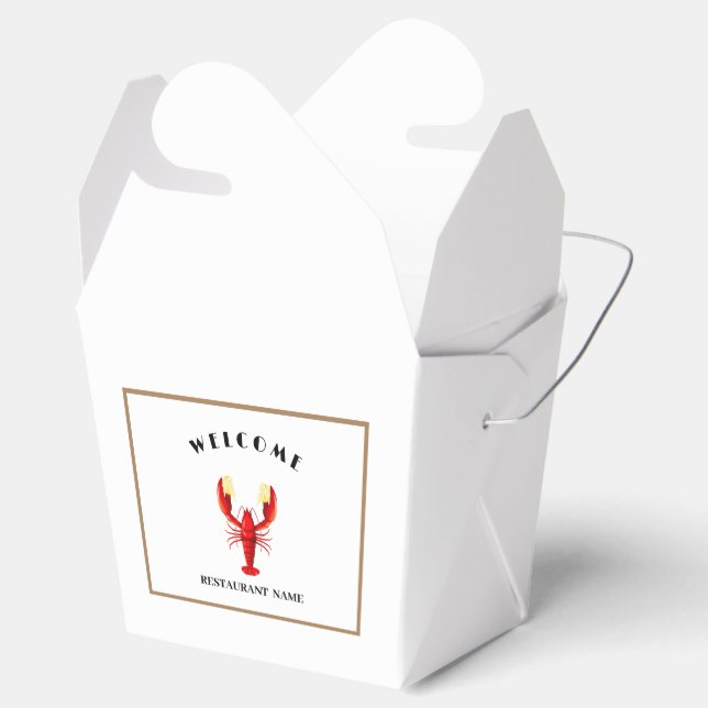 Välkommen Modern skaldjurslogotyp med hummer och l Presentaskar (Öppnad)