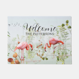 Välkommen Modern Tropical Flamingo Family Namn