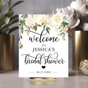 Välkommen Möhippa Blommigt Rosa WELCOME SIGN Poster