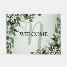 Välkommen Monogram Greenery Blommigt Eucalyptus Lö