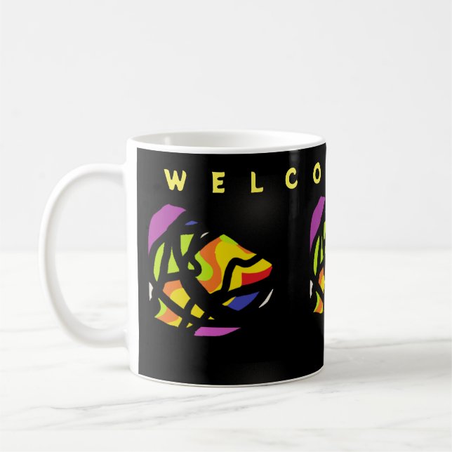 VÄLKOMMEN MÖNSTER PÅ BLACK KAFFEMUGG (Vänster)