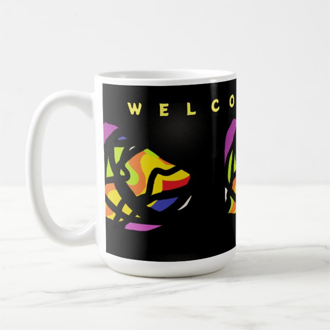 VÄLKOMMEN MÖNSTER PÅ BLACK KAFFEMUGG (Vänster)