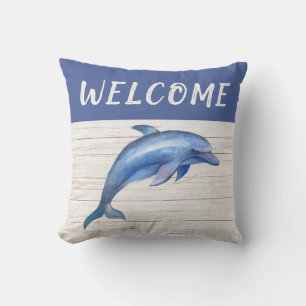 Välkommen Nautical Blue Whale Rope Pillow Kudde
