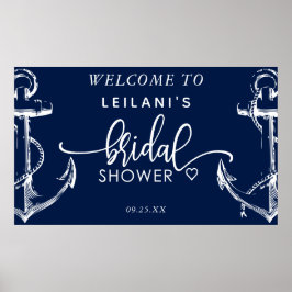Välkommen Nautical Möhippa Anchor Navy Poster