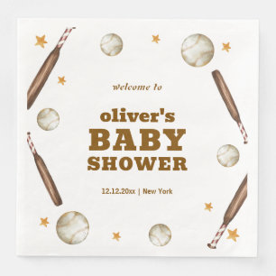 Välkommen Neutral Slå Till Baseboll Baby Shower Pappersservett