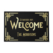 Välkommen Newlyged Gift Art Deco Guld Black Gatsby