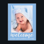 Välkommen Ny Bebis Annonsering Blå Meddelande Vykort<br><div class="desc">Välkommen Ny Bebis Annonsering Blå Postkort</div>