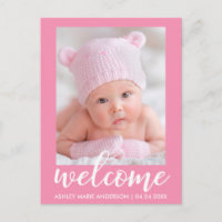 Välkommen Ny Bebis Annonsering Rosa