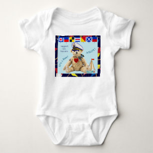 Välkommen Ny Bebis Sjöman Björn Kroppsoverall T Shirt