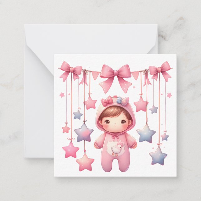 Välkommen Nyfödd bebis-flickkort Anteckningskort (Framsida)