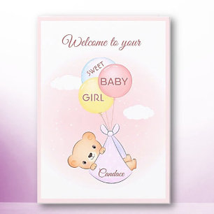 Välkommen! Nyfödd bebis Girl personlig Greeting Ca Kort