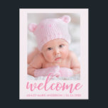 Välkommen Nyfödd bebis, Ljus rosa Meddelande Vykort<br><div class="desc">Välkommen till Nyfödd bebis,  Ljust rosa vykort för meddelande</div>