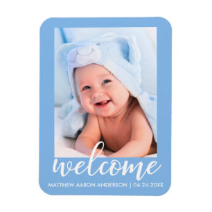 Välkommen Nyfödd bebis, meddelande Blue Magnet