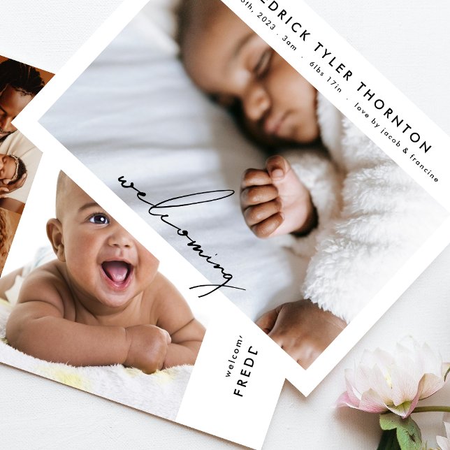 välkommen nyfödd fotokollage med baby födelse meddelande (Skapare uppladdad)