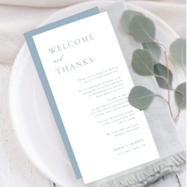 Välkommen och tack Dusty Blue Tack Place Card
