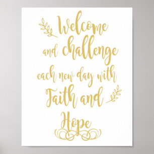 Välkommen och utmaningdag med hopp och tro poster