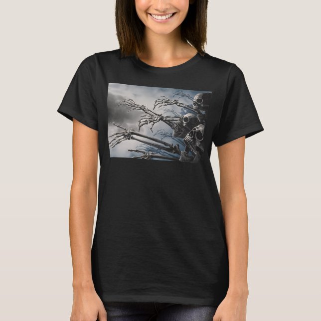 Välkommen Odöda Zombie Skeleton Scary Spooky T-Shi T Shirt (Framsida)