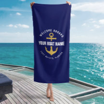 Välkommen ombord båt Navy Blue Gold Naval Ankar