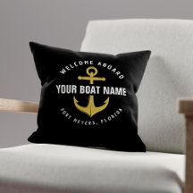 Välkommen ombord båt svart & guld nautiskt ankare
