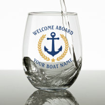 Välkommen ombord Boat Namn Anchor Guld Laurel Blue