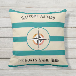 Välkommen ombord Boats Namn Teal Rand Kudde