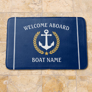 Välkommen ombord Namn Anchor Guld Laurel-flottan Badrumsmatta