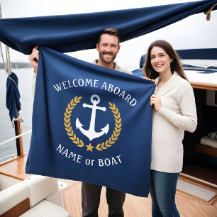 Välkommen ombord Namn Anchor Guld Laurel-flottan Fleecefilt