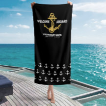 Välkommen ombord nautisk svart & guld båtnamn