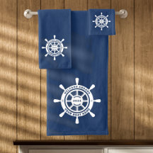 Välkommen ombord Navy Blue Anpassat Båtnamn