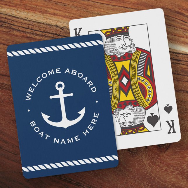 Välkommen ombord på båtens ankarrep namn mörk blåt casinokort (Skapare uppladdad)