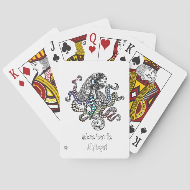 Välkommen ombord på blommigtens linjedesign, bläck casinokort (Baksidan)