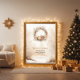 Välkommen på babykalas med vilda djur för barn - h poster