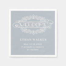 välkommen party pojke blå monogram