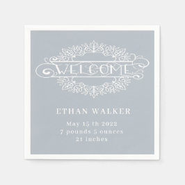 välkommen party pojke blå monogram pappersservett