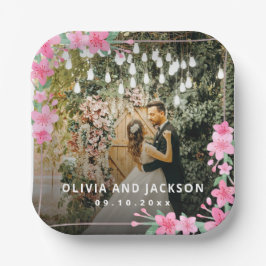 Välkommen Party Rosa Blommigt Golden Ram bröllop