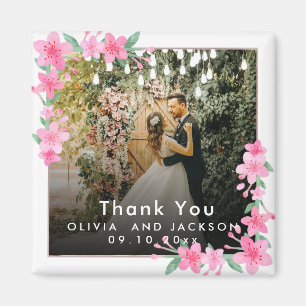 Välkommen Party Rosa Blommigt Golden Ram bröllop Magnet