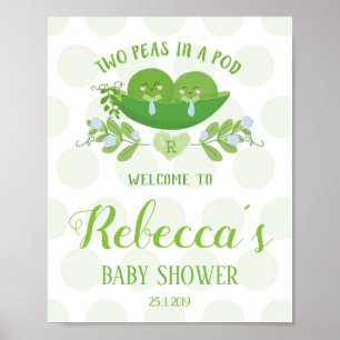 Välkommen Party signera två ärter i en Pod babyskö Poster