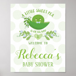Välkommen Party Signs Sweet Pea Baby Shower Boy Poster