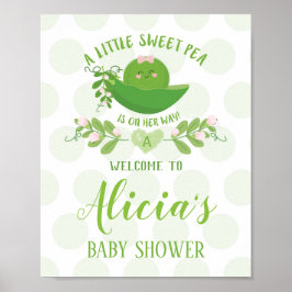 Välkommen Party Signs Sweet Pea Baby Shower Girl Poster
