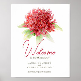 Välkommen personlig bröllop-skylt waratah art poster